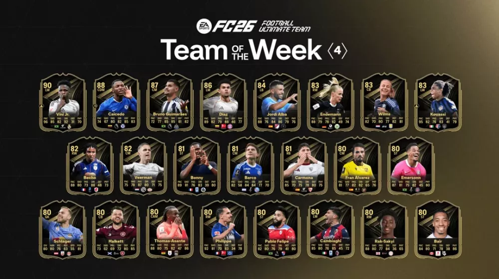 EA FC 26: TOTW 4 – Key Upgrades for Vini Jr., Caicedo, and Luis Diaz
