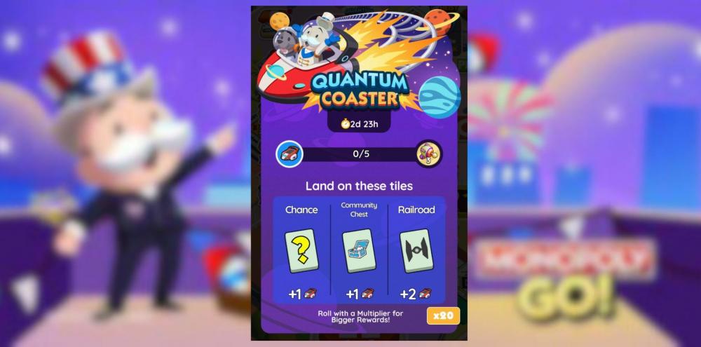 Monopoly GO : Récompenses et Jalons du Quantum Coaster (26-29 juin)