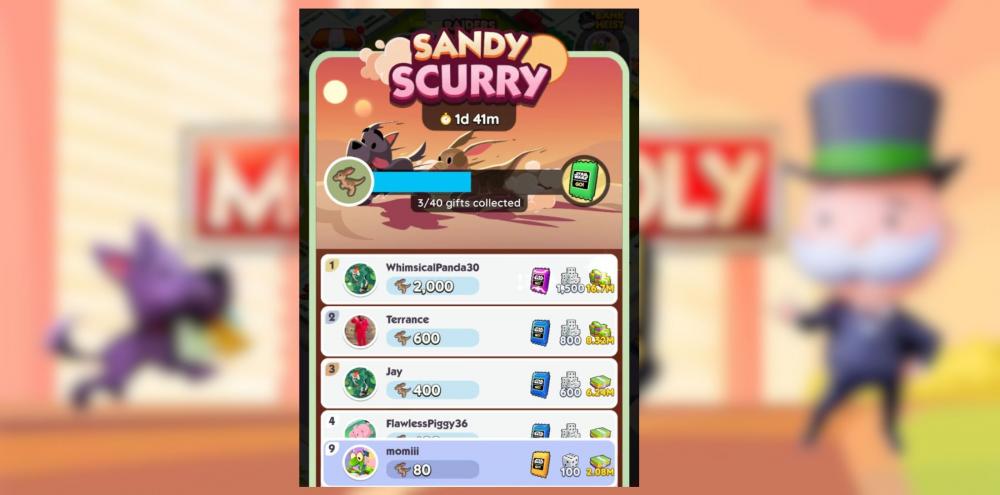 Monopoly GO : Récompenses et Jalons de Sandy Scurry
