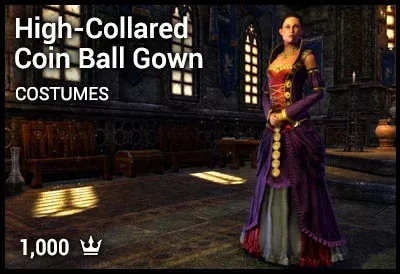 High-Collared Coin Ball Gown