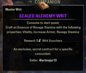 [NA]Sealed Alchemy Writ (Ravage Stamina)