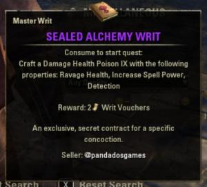 [EU]Sealed Alchemy Writ (Damage Health Poison IX)