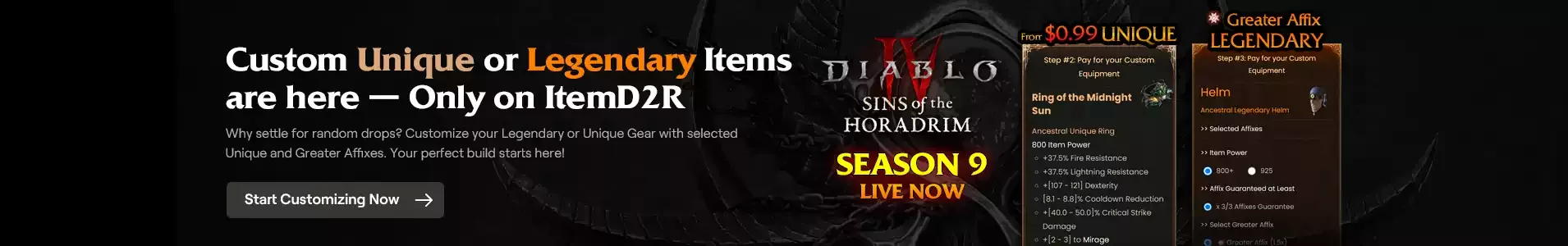 Custom Unique or Legendary Diablo 4 Items