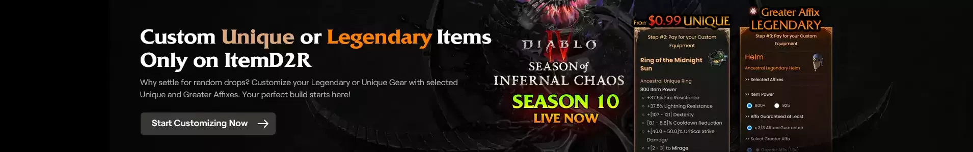 Custom Unique or Legendary Diablo 4 Items